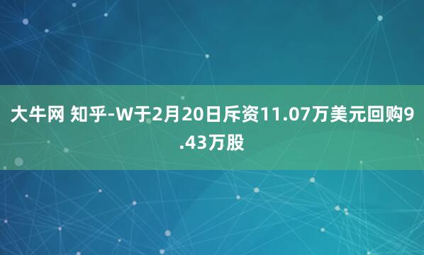大牛网 知乎-W于2月20日斥资11.07万美元回购9.43万股